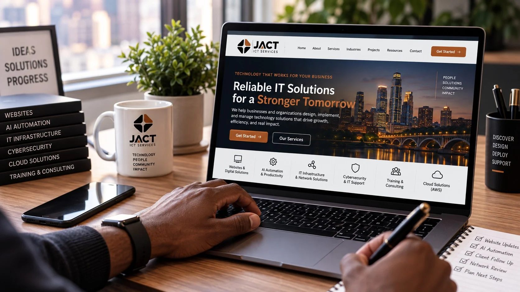 JACT ICT Services: websites, AI automation, IT infrastructure, cybersecurity, cloud solutions, and training and consulting for Twin Cities businesses.